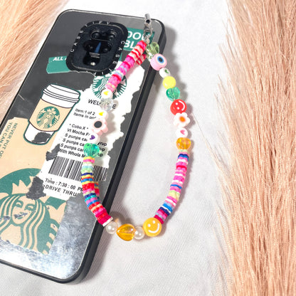 Cute Y2K Colourful Phone Charm Strap With Multiple Charms