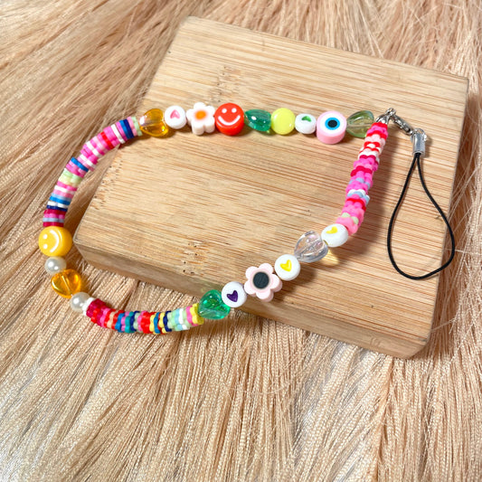 Cute Y2K Colourful Phone Charm Strap With Multiple Charms