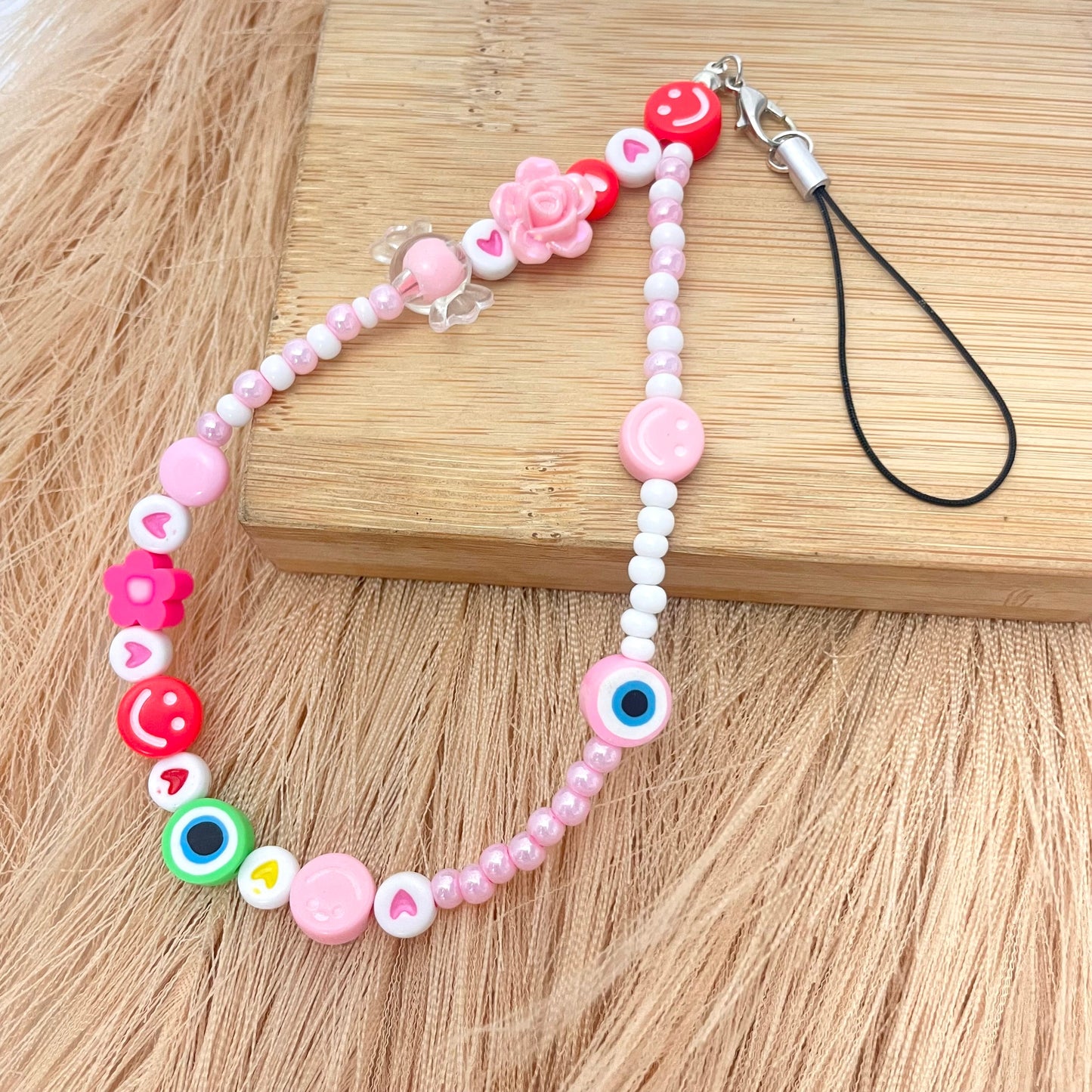 Cute Y2K Colourful Phone Charm Strap With Multiple Charms