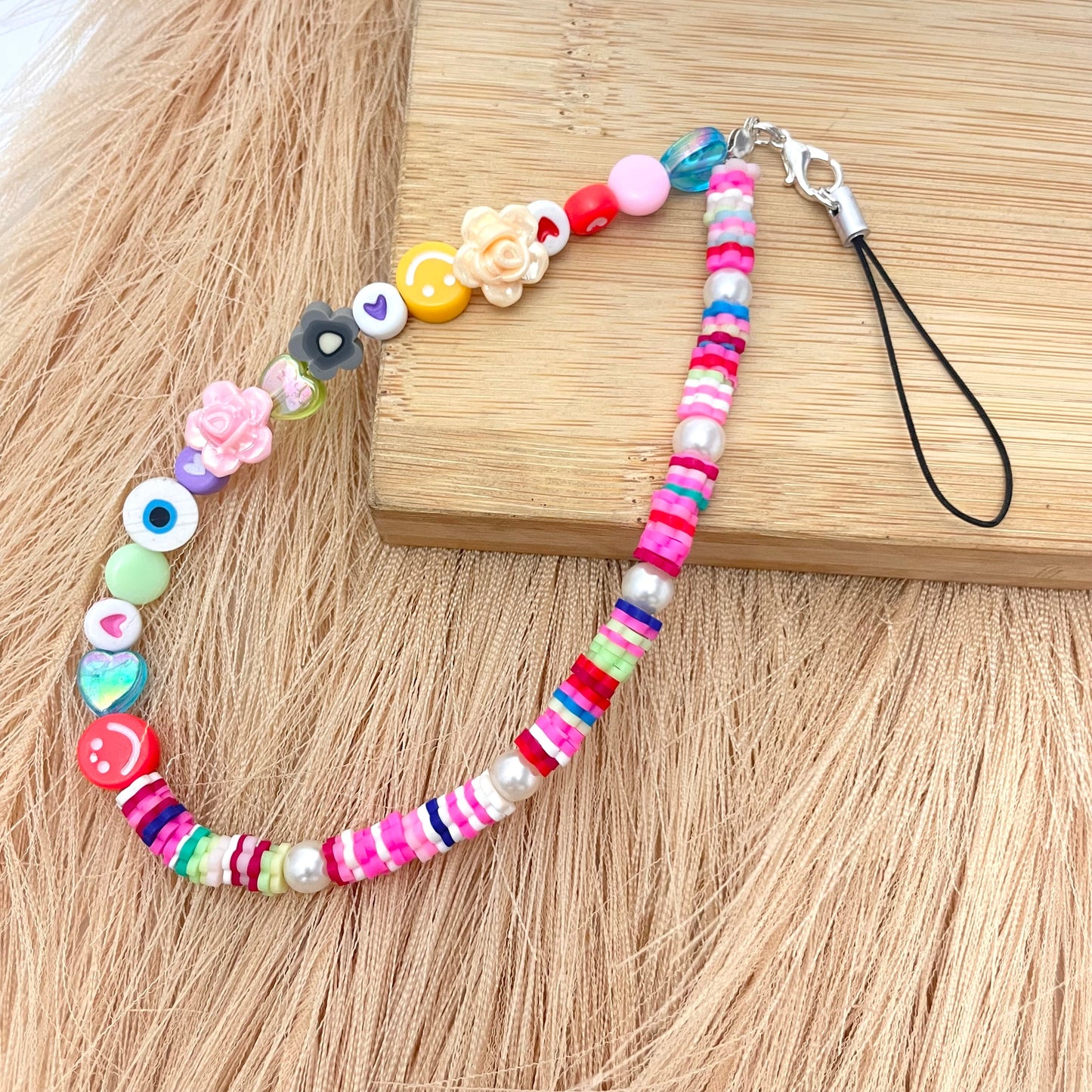 Cute Y2K Colourful Phone Charm Strap With Multiple Charms