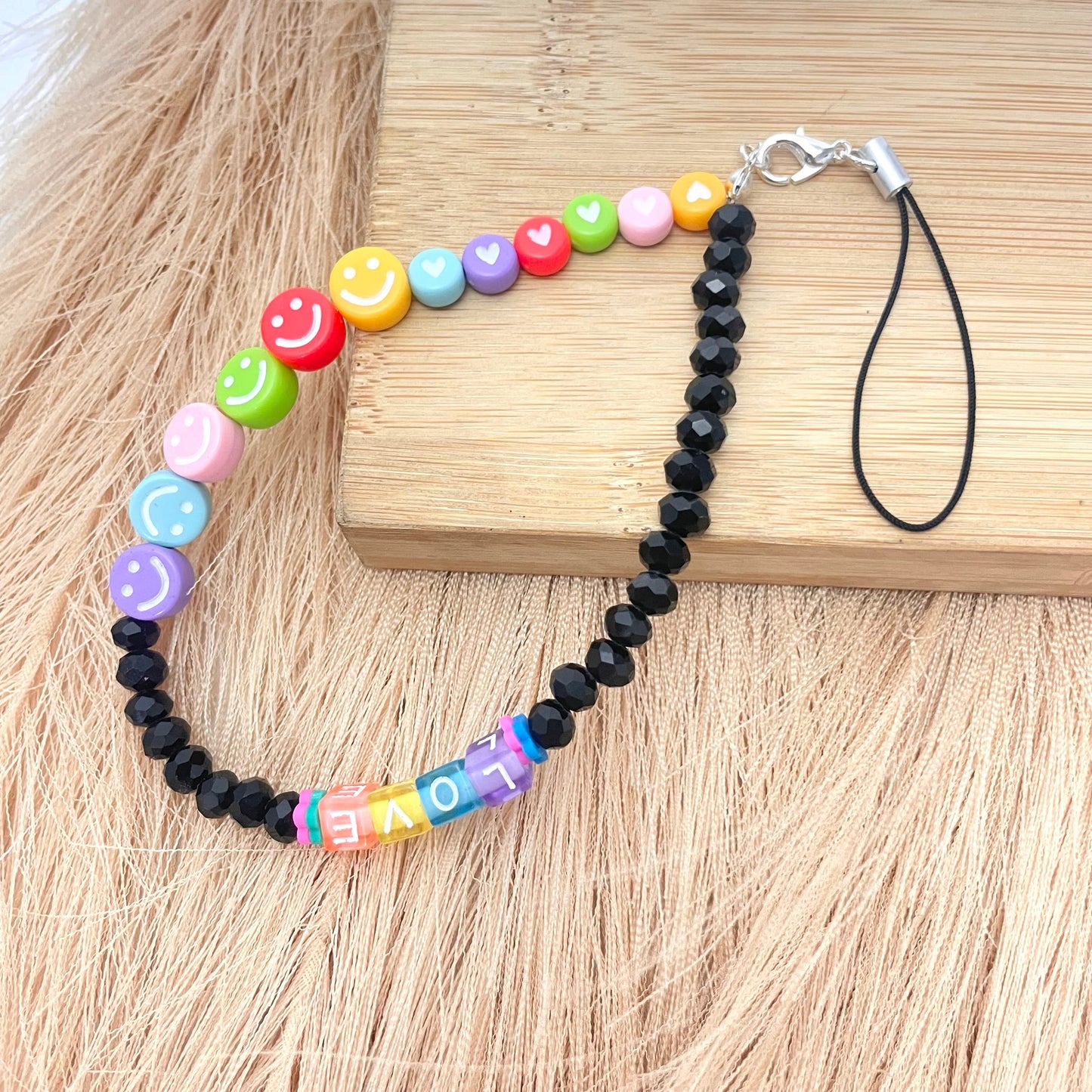 Cute Y2K Colourful Love Phone Charm Strap With Multiple Charms