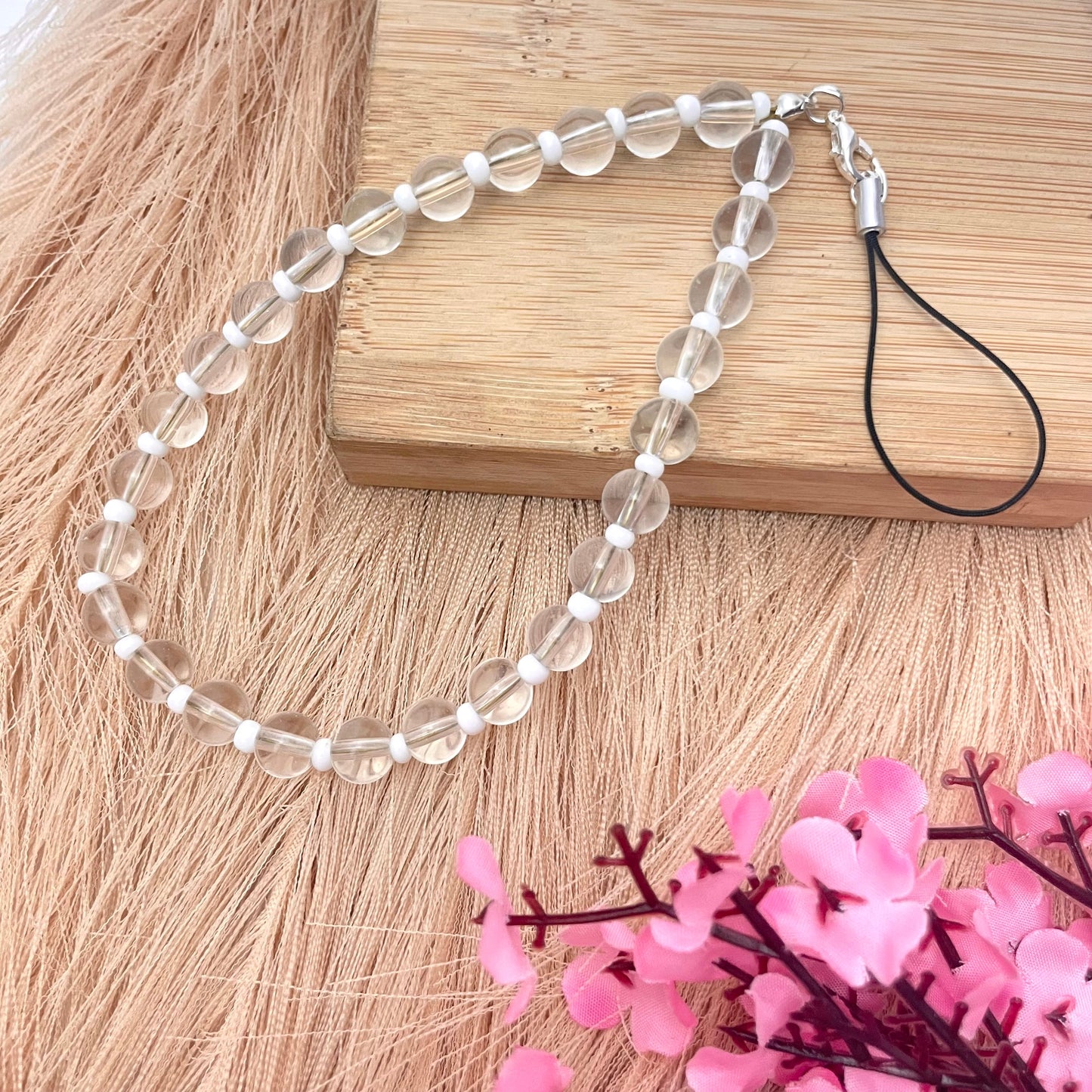 Cute Transparent Pearl Phone Charm Strap