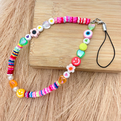 Cute Y2K Colourful Phone Charm Strap With Multiple Charms