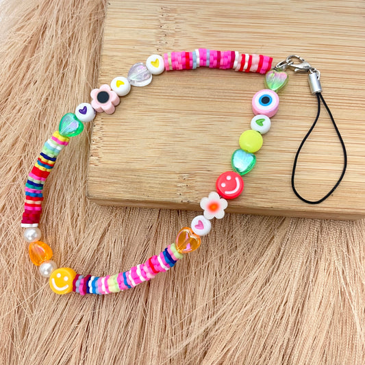 Cute Y2K Colourful Phone Charm Strap With Multiple Charms