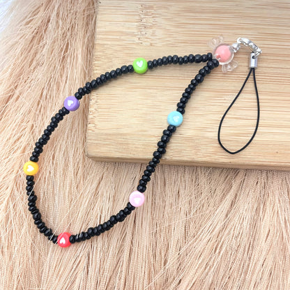 Cute Y2K Colourful Phone Charm Strap With Multiple Heart Charms