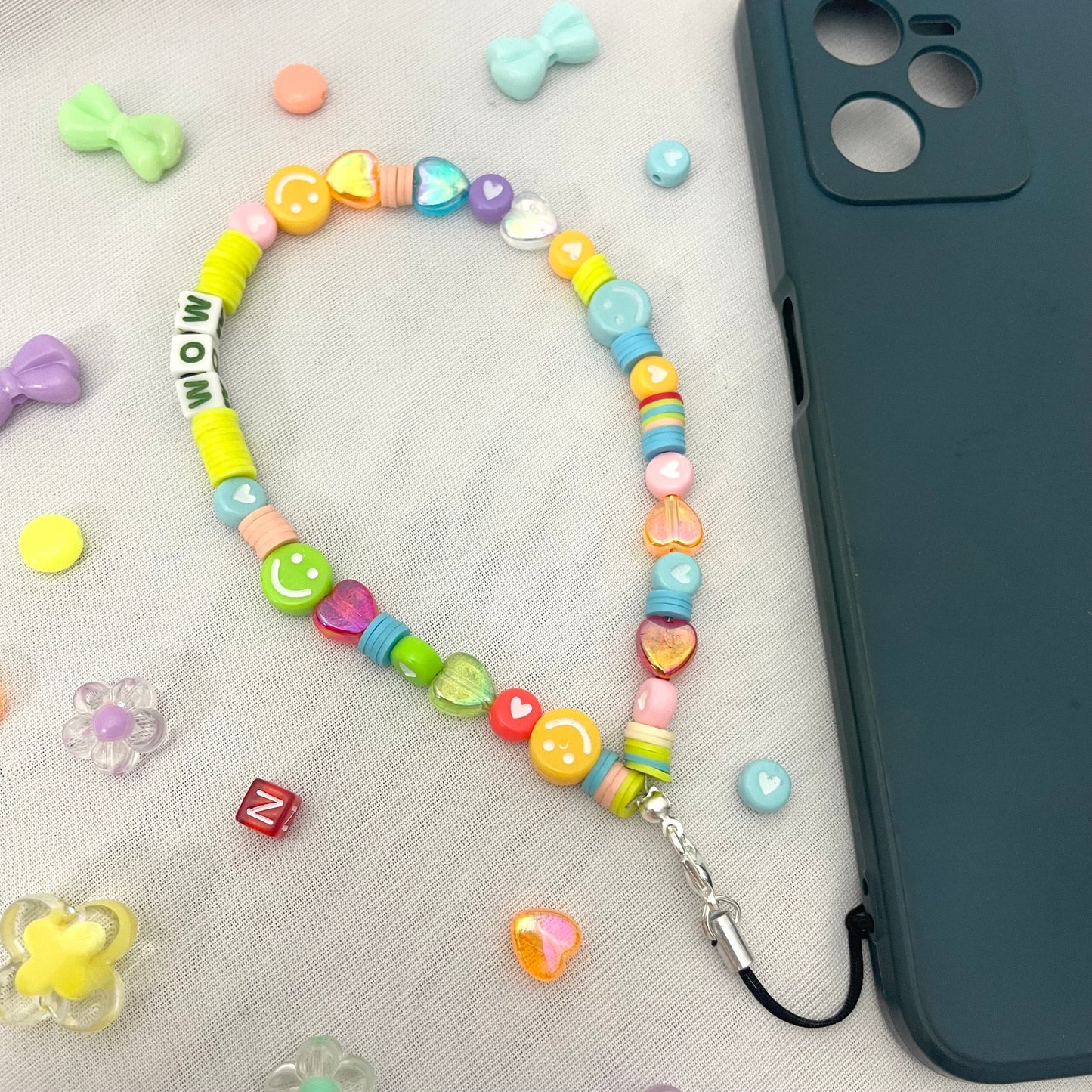 Cute Y2K Colourful Phone Charm Strap With Multiple Charms