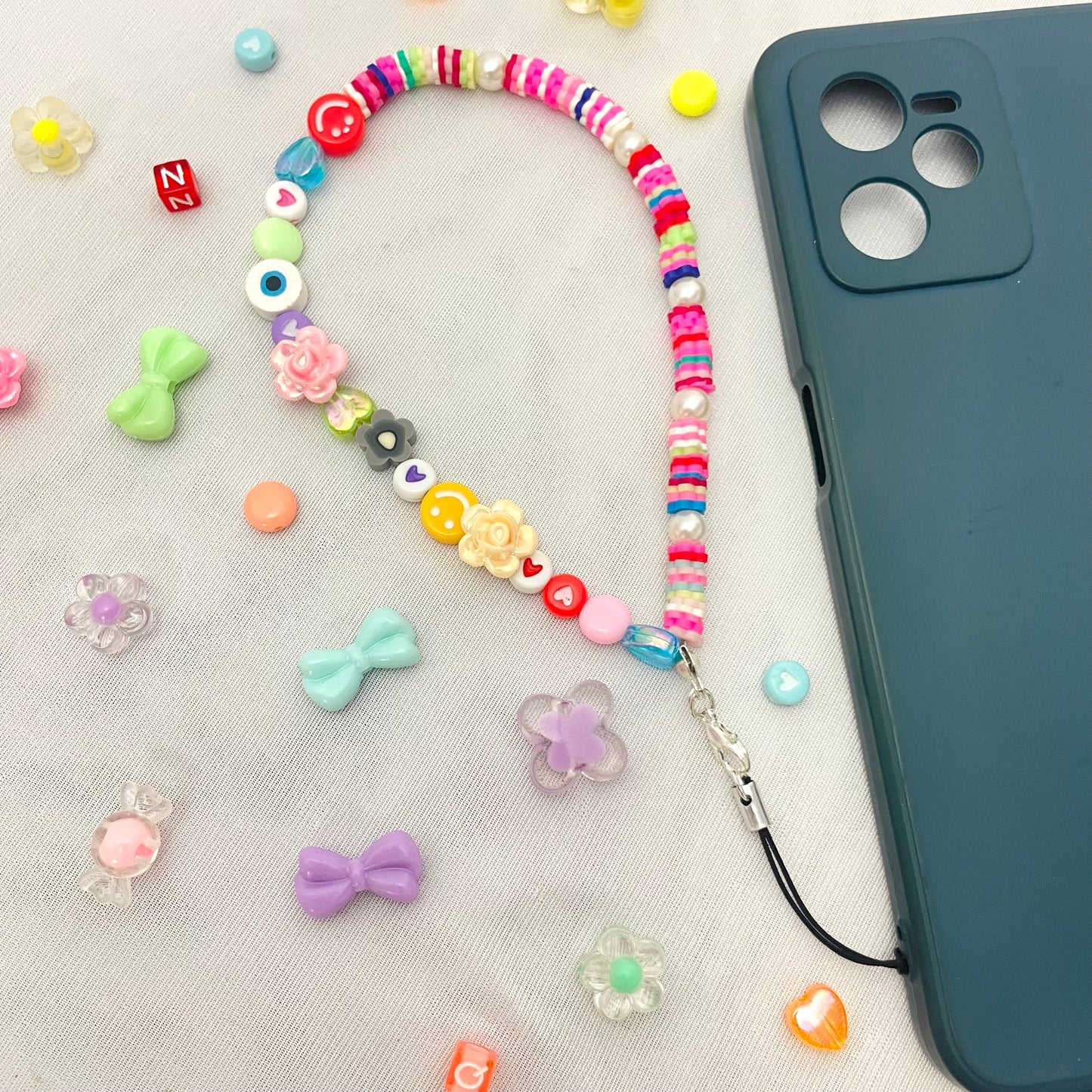 Cute Y2K Colourful Phone Charm Strap With Multiple Charms