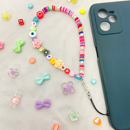 Cute Y2K Colourful Phone Charm Strap With Multiple Charms