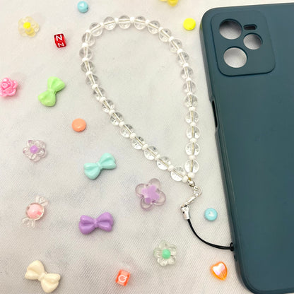 Cute Transparent Pearl Phone Charm Strap