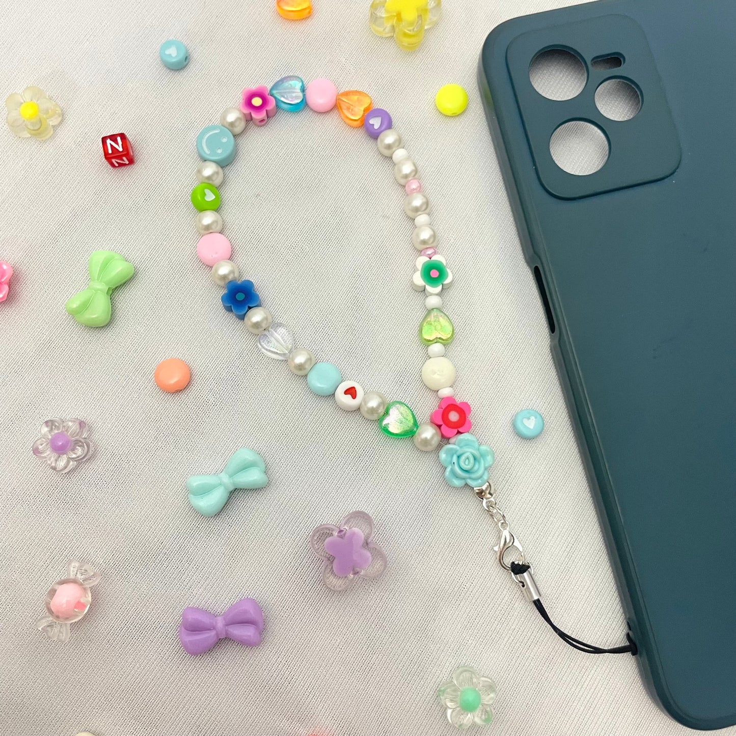 Cute Y2K Colourful Phone Charm Strap With Multiple Charms