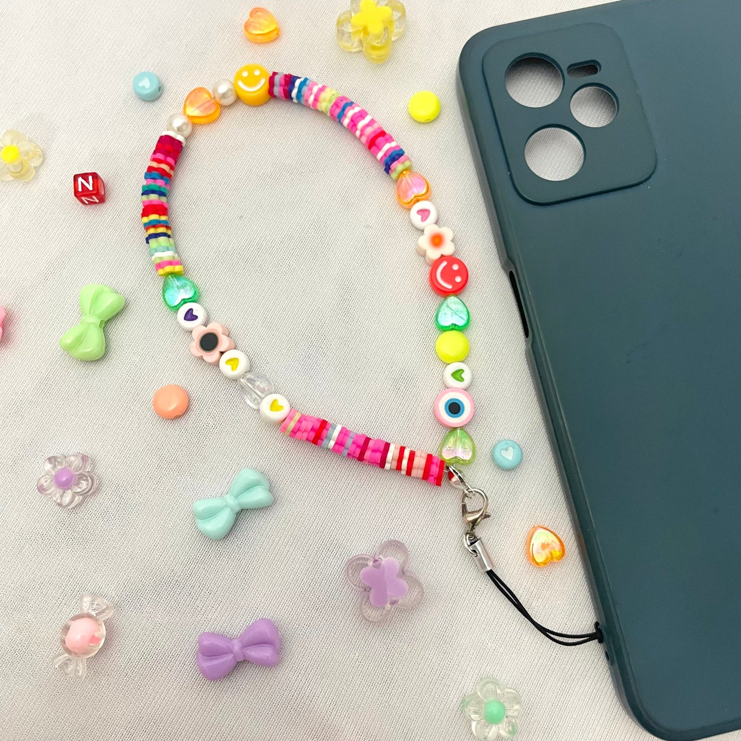 Cute Y2K Colourful Phone Charm Strap With Multiple Charms