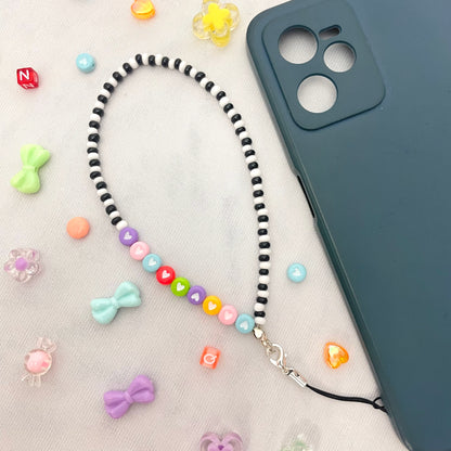 Cute Y2K Colourful Phone Charm Strap With Multiple Heart Charms