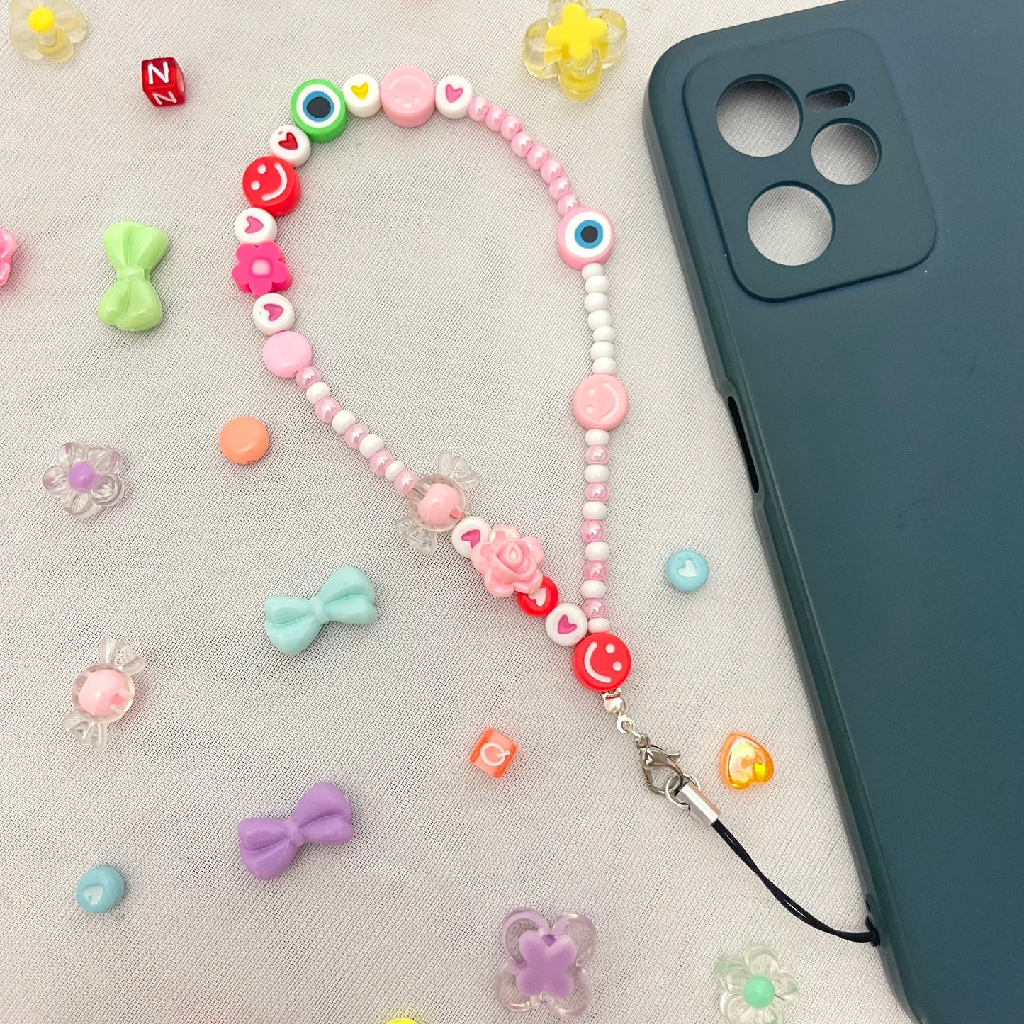 Cute Y2K Colourful Phone Charm Strap With Multiple Charms