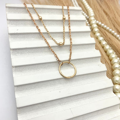 Double Layer Ring Necklace (Golden)