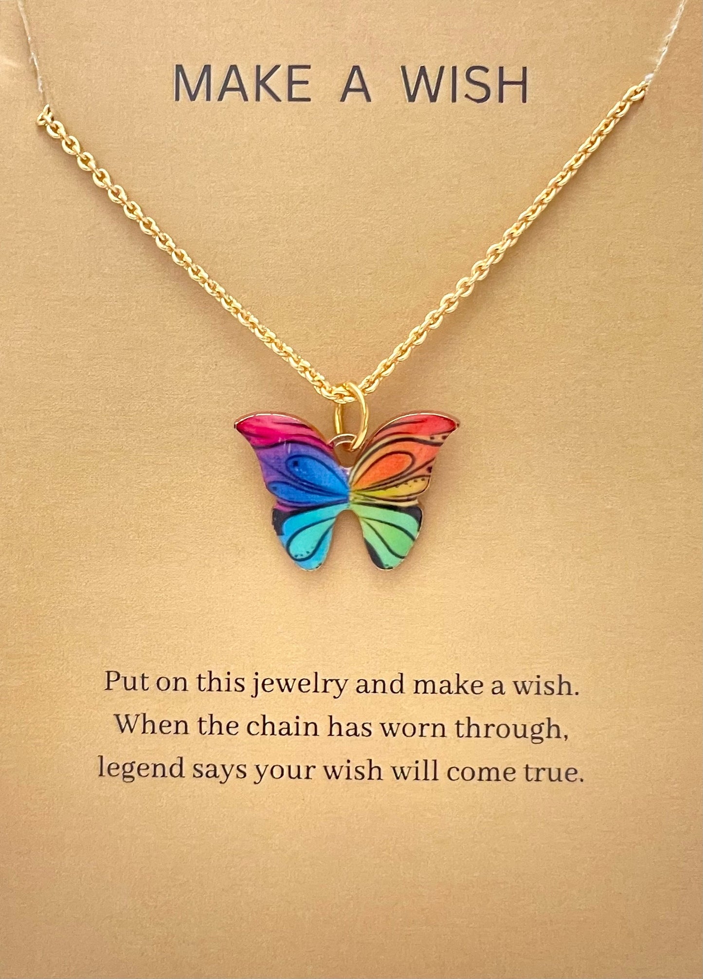 Multicolour Butterfly Charm Necklace (Antitarnish-Golden)