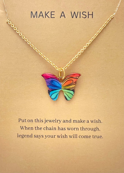 Multicolour Butterfly Charm Necklace (Antitarnish-Golden)