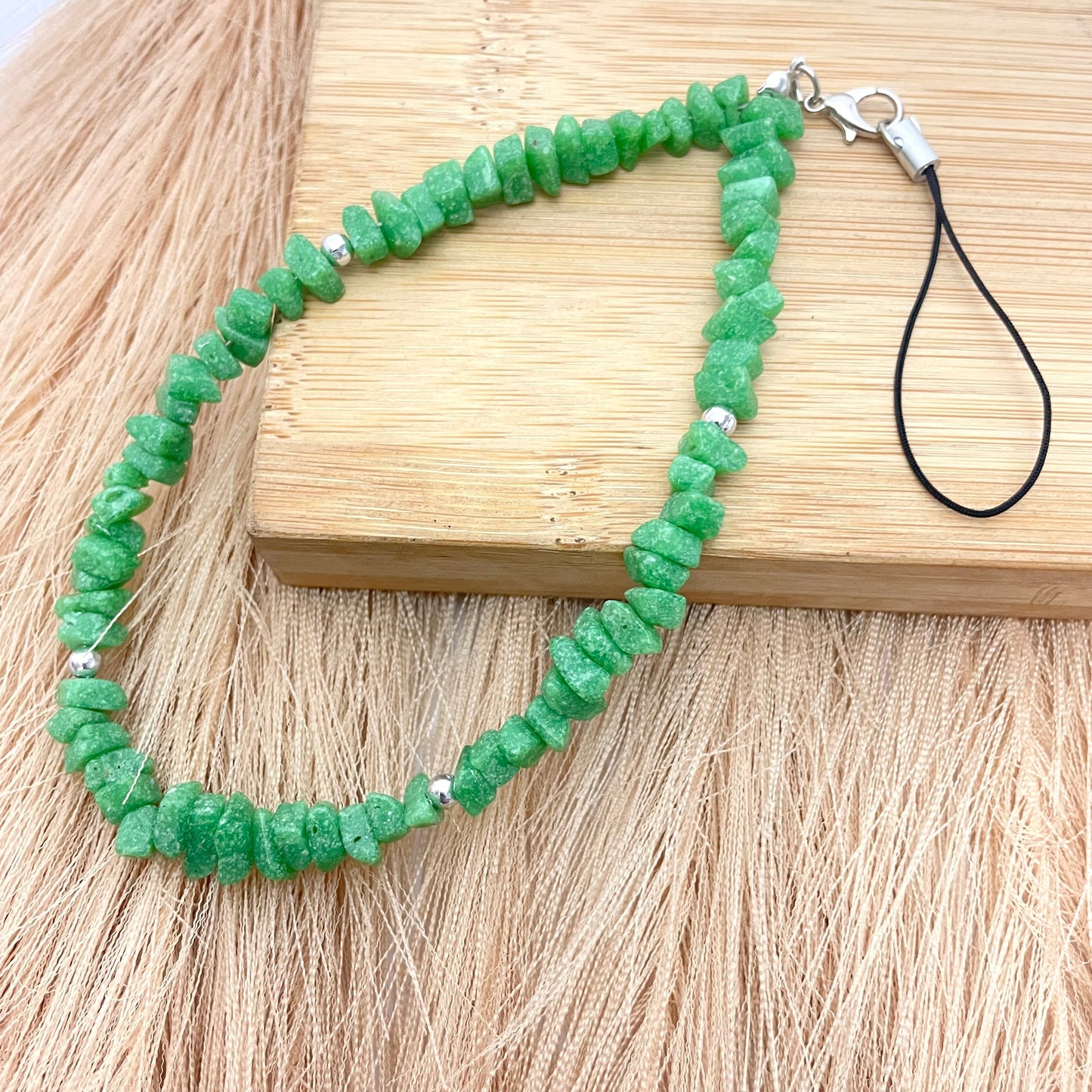 Cute Y2K Green Uncut Stone Phone Charm Strap