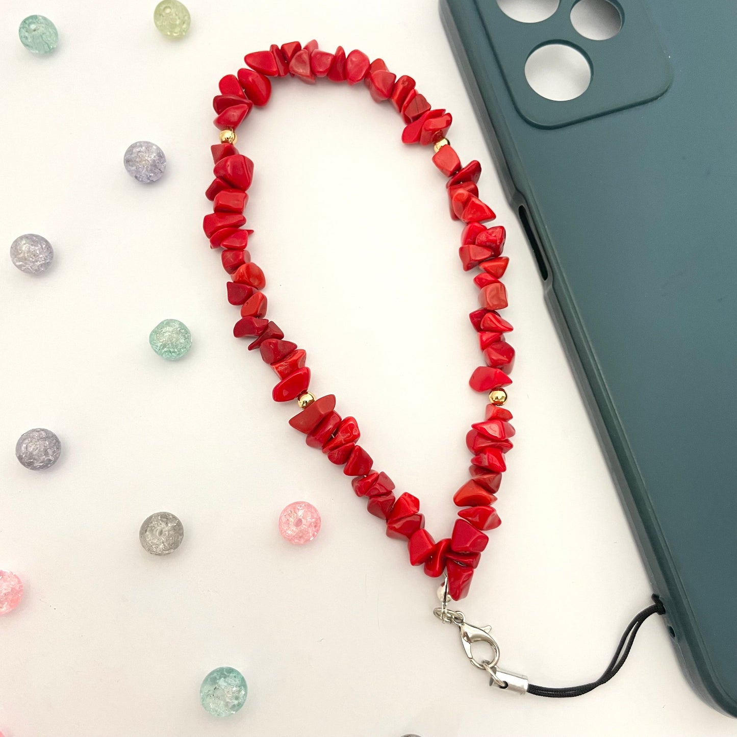 Cute Y2K Red Uncut Stone Phone Charm Strap