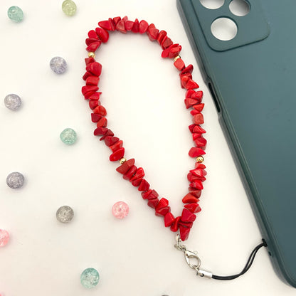 Cute Y2K Red Uncut Stone Phone Charm Strap