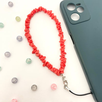 Cute Y2K Peach Uncut Stone Phone Charm Strap