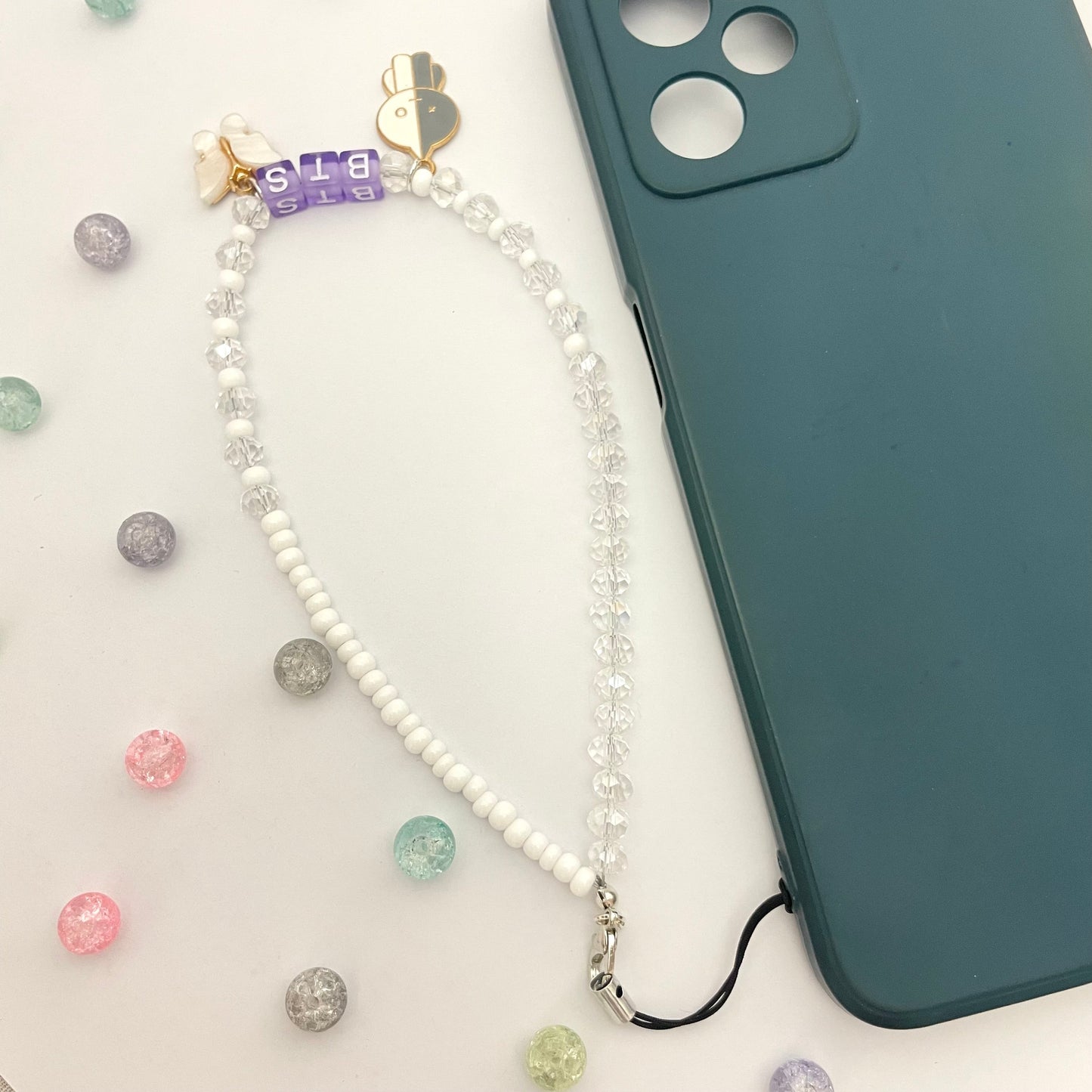 Cute Y2K Crystal With Joco Beads Stone BTS Phone Charm Strap With Charm