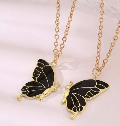 Black Butterfly Friendship Necklace