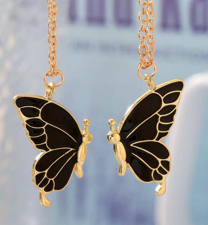 Black Butterfly Friendship Necklace