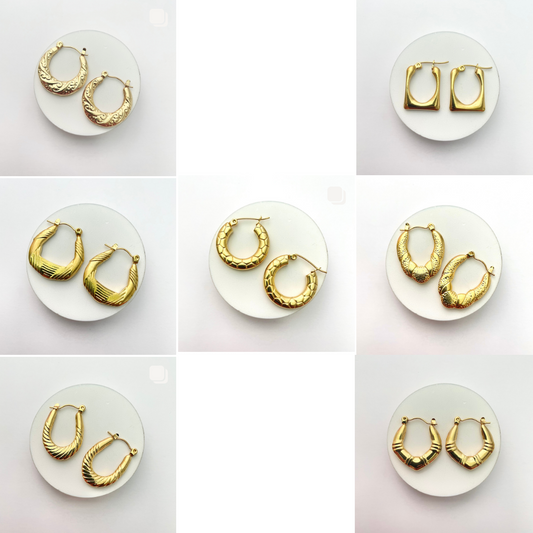 Premium Pack Of 7 Stainless Hoop Earrings