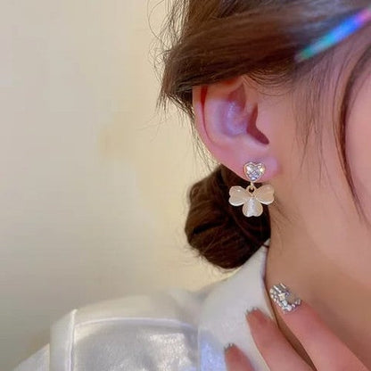 Four Leaf Clover Drop Korean Earrings