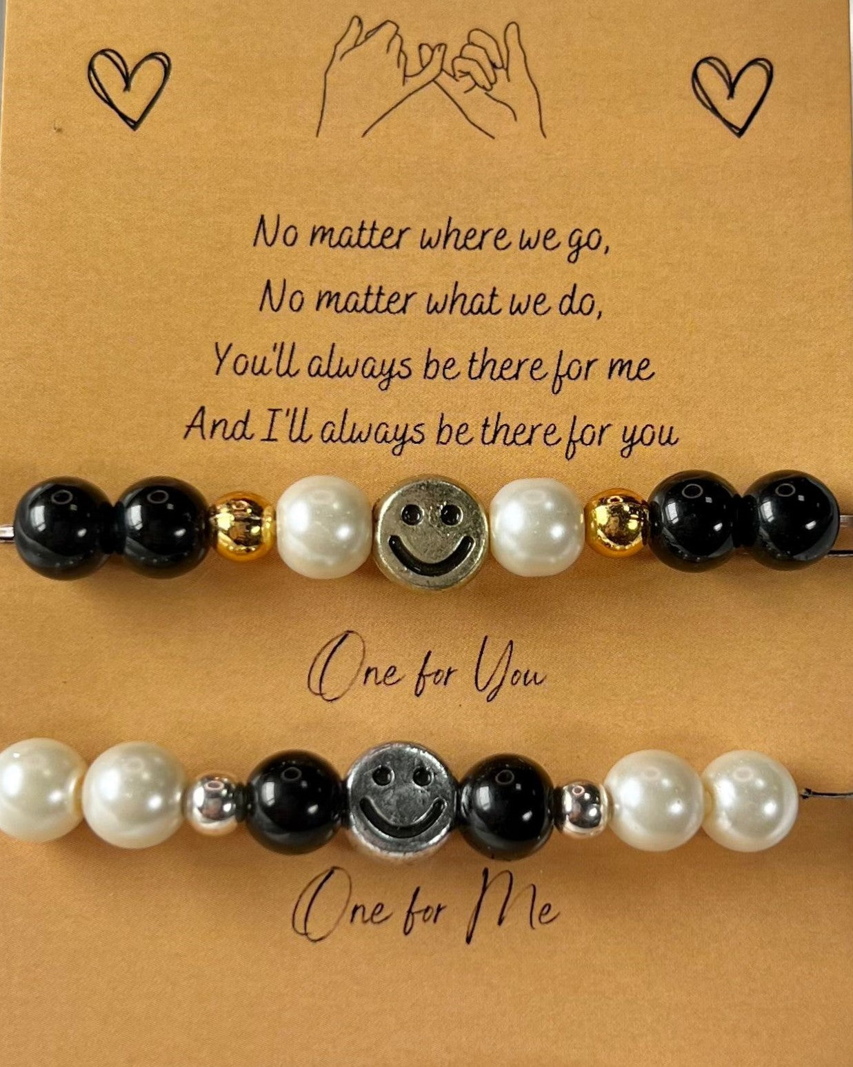 Smiley Charm Couple Beads Bracelet - Stretchable