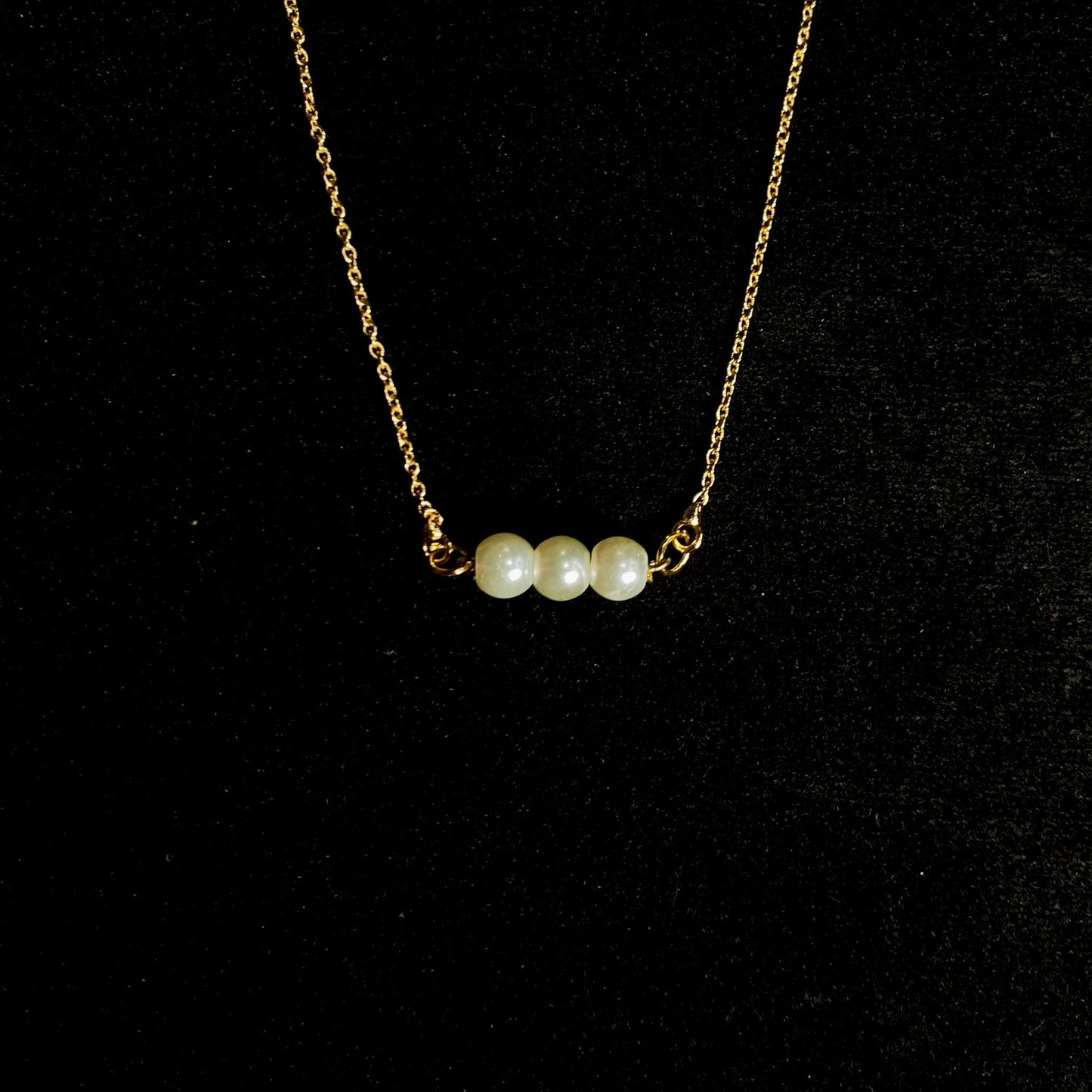 Three Pearl Chain Necklace (Waterproof)