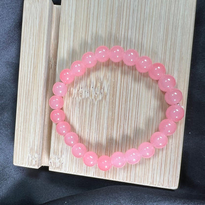 Pink Glass Beads Bracelet - Stretchable