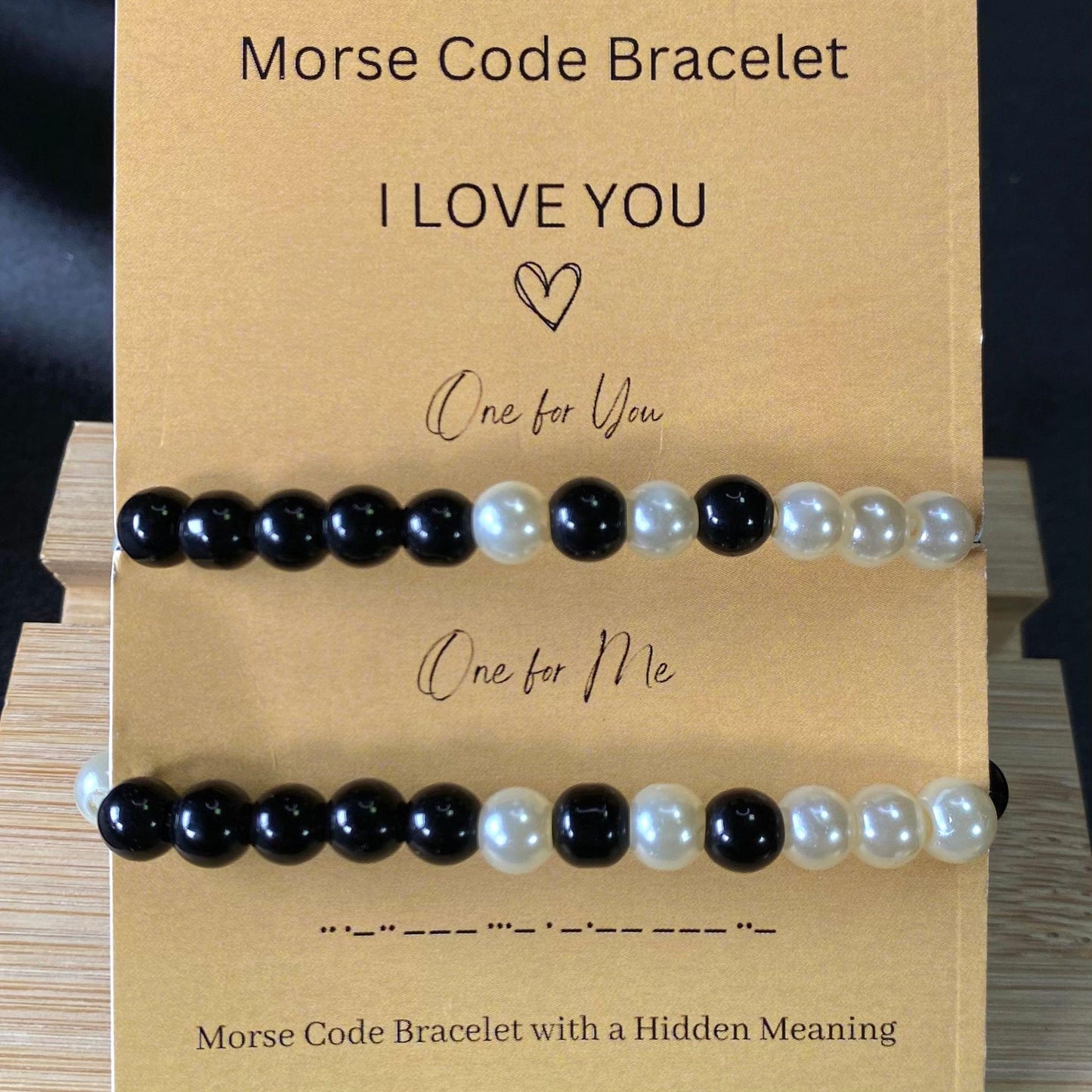 White & Black Beads Morse Code Language Couple Bracelet