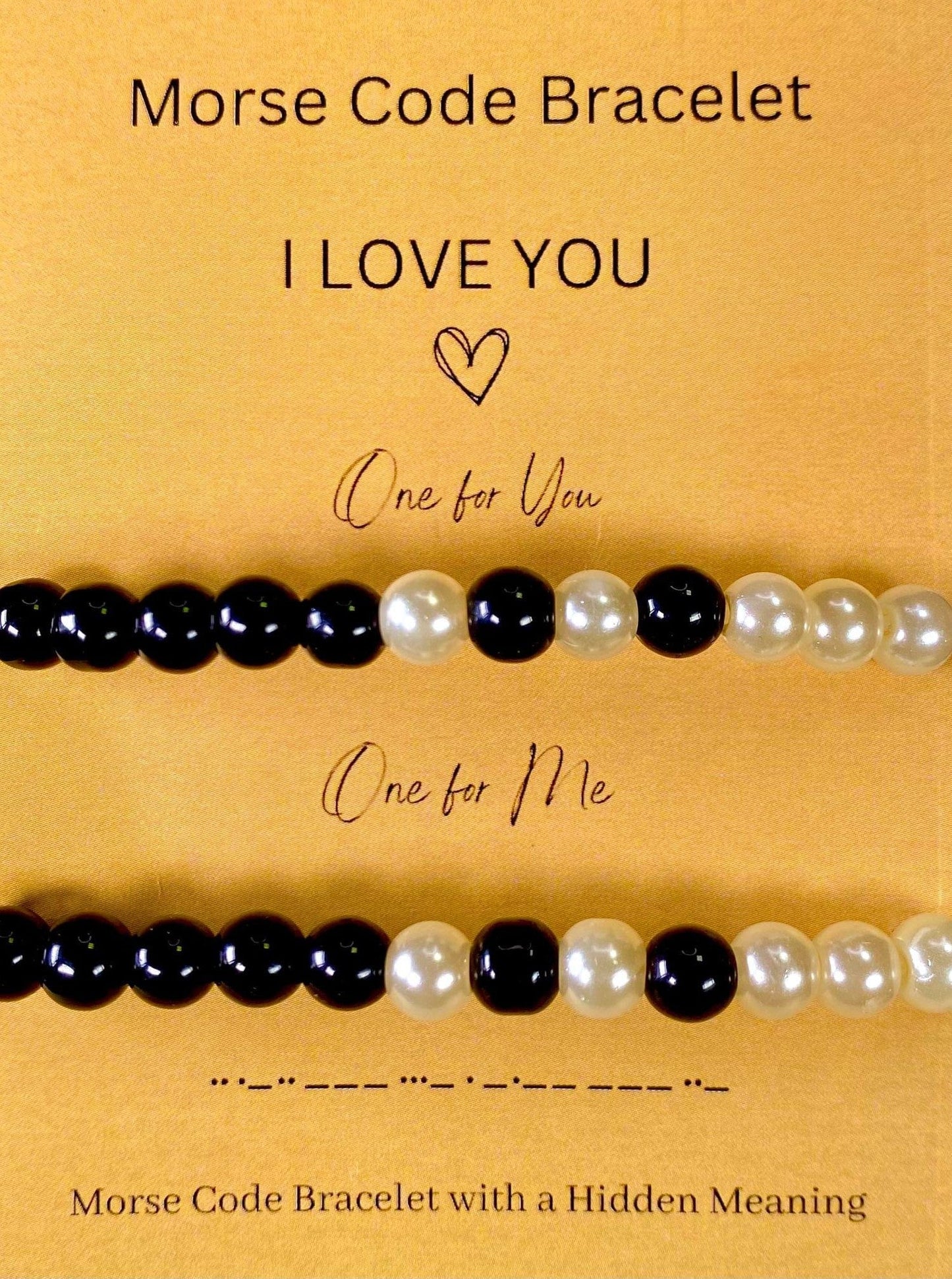 White & Black Beads Morse Code Language Couple Bracelet