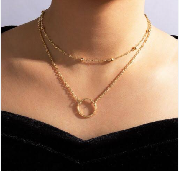 Double Layer Ring Necklace (Golden)