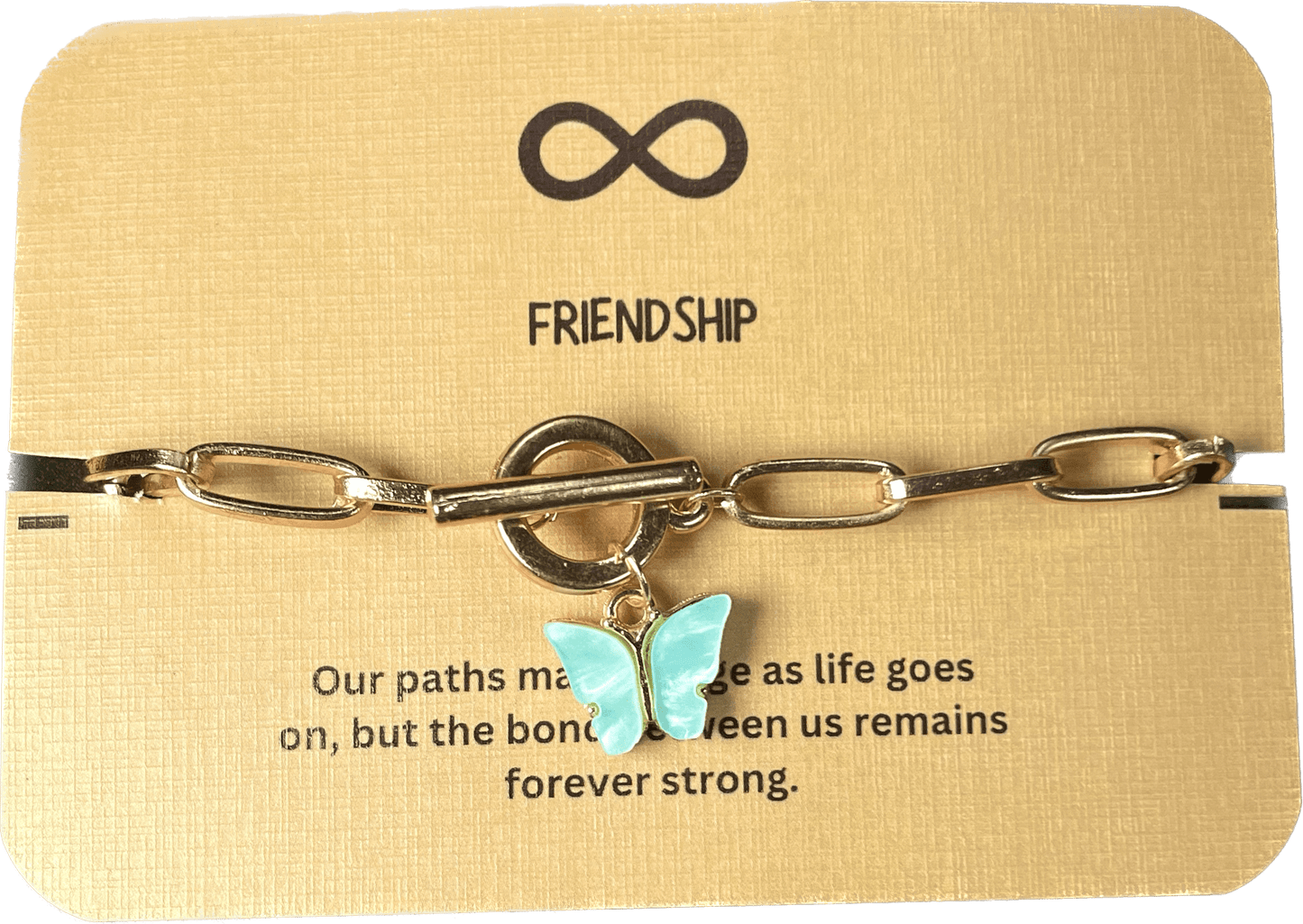 Simple Classic Gold Link Chain Bracelet With Butterfly (Sea Green)